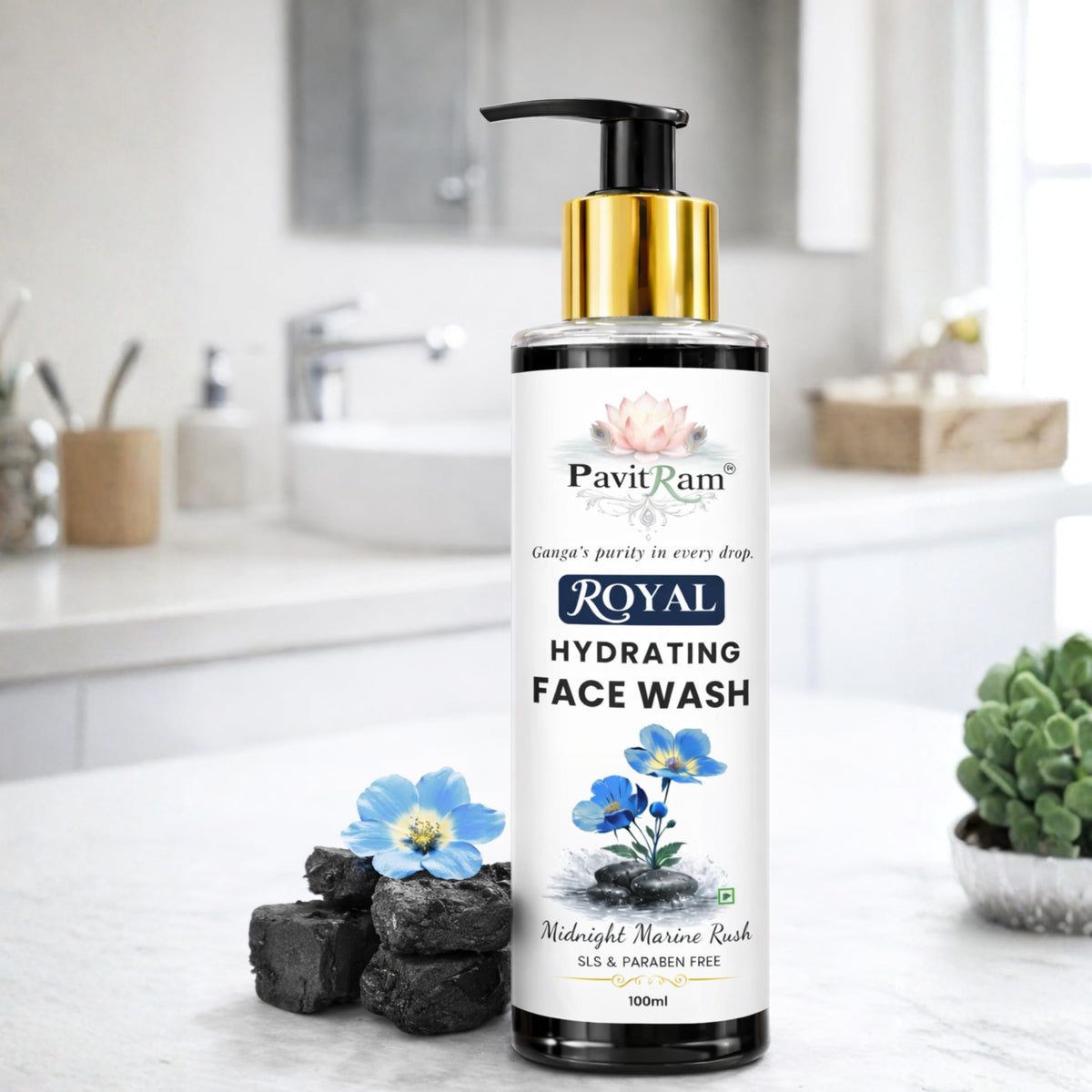 THE PAVITRAM Midnight Marine Rush Face Wash 100ml| Deep Cleansing Refreshing Face Cleanser | Oil Control & Hydrating Formula for Men & Women | Daily Fresh Skin Care