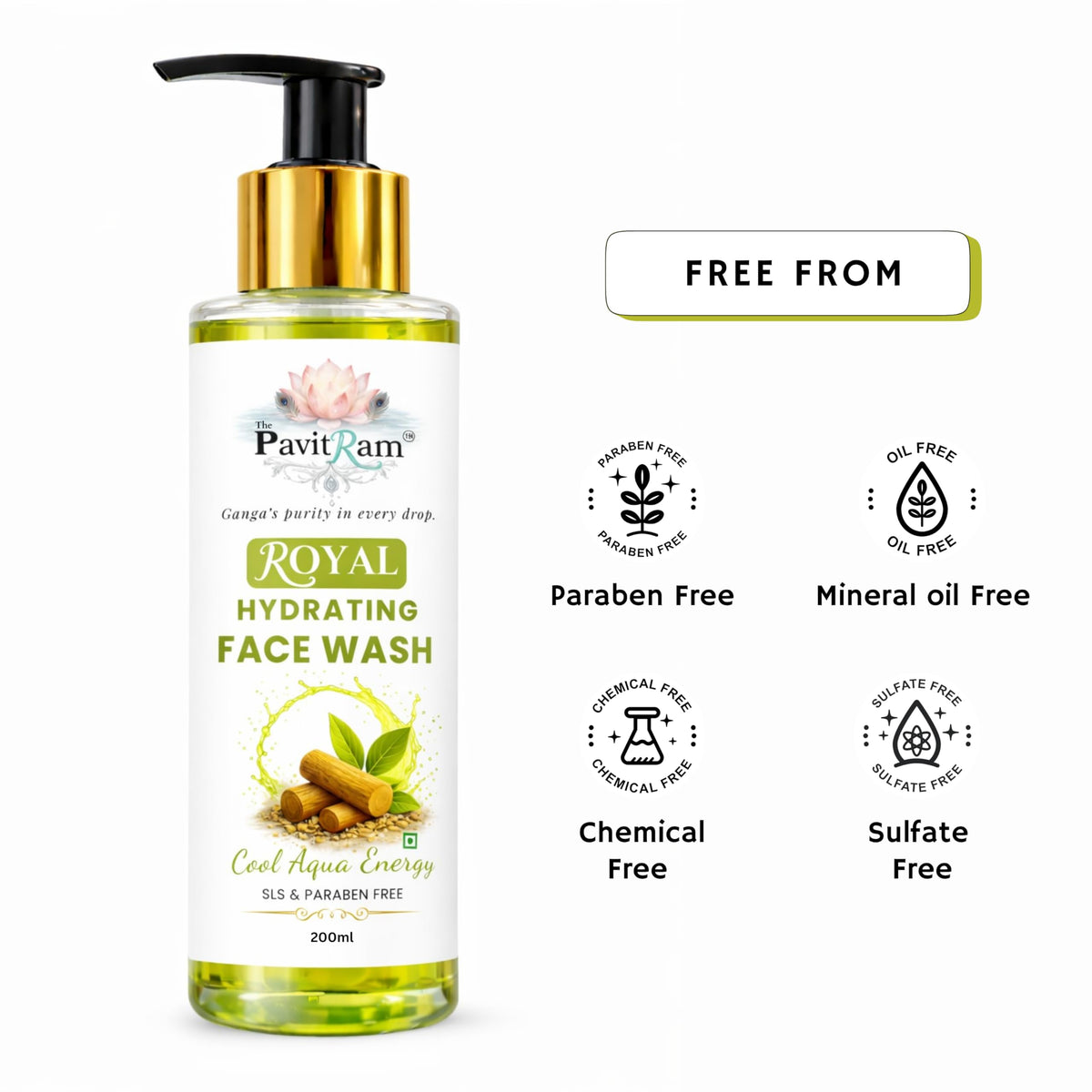 THE PAVITRAM Cool Aqua Energy Face Wash 200ml| Refreshing Daily Cleanser for Men & Women | Deep Cleansing & Oil Control | Hydrating Aqua Fresh Formula for Soft & Healthy Skin
