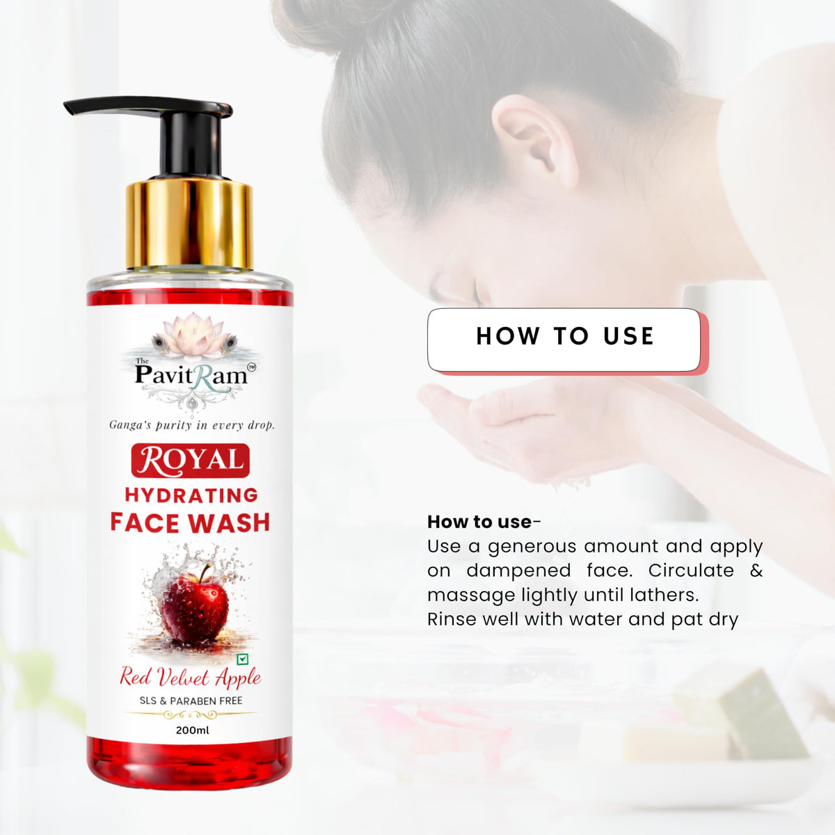 THE PAVITRAM Red Velvet Apple Face Wash 200ml| Refreshing & Nourishing Daily Cleanser | Deep Cleansing Oil Control Formula for Men & Women | Soft & Healthy Glowing Skin
