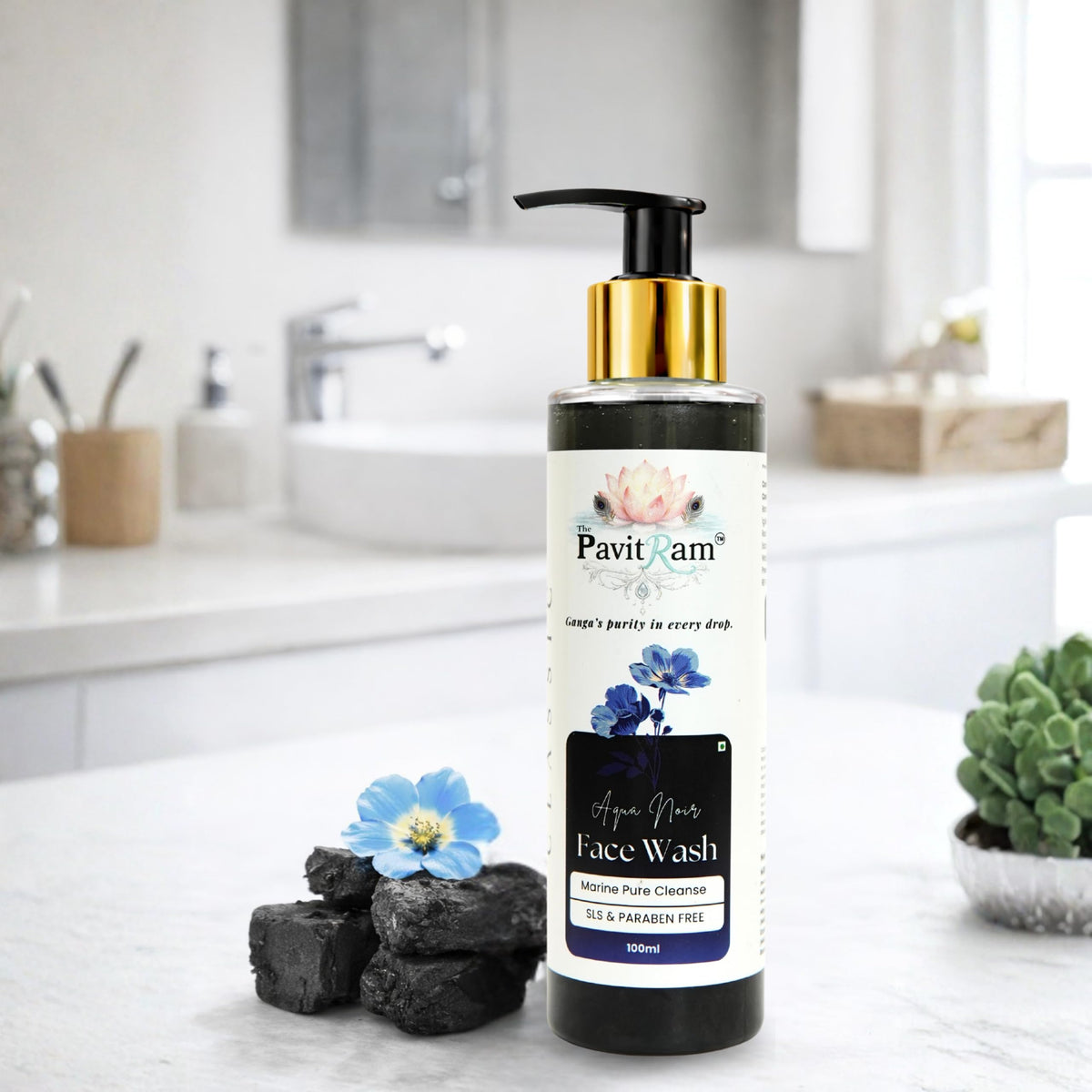 THE PAVITRAM Refresh Face Wash 100ml | Aqua Facial Cleanser | Cool Aqua Revive | Daily Face Wash for Men & Women | Refreshing Skin Care Cleanser