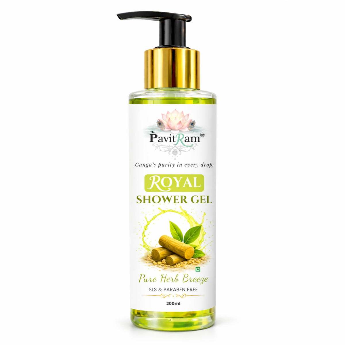 THE PAVITRAM Shower Gel – Pure Herb Breeze Body Wash | Cooling Mint & Herbal Freshness |Refreshing Daily Cleanser | 200 ml