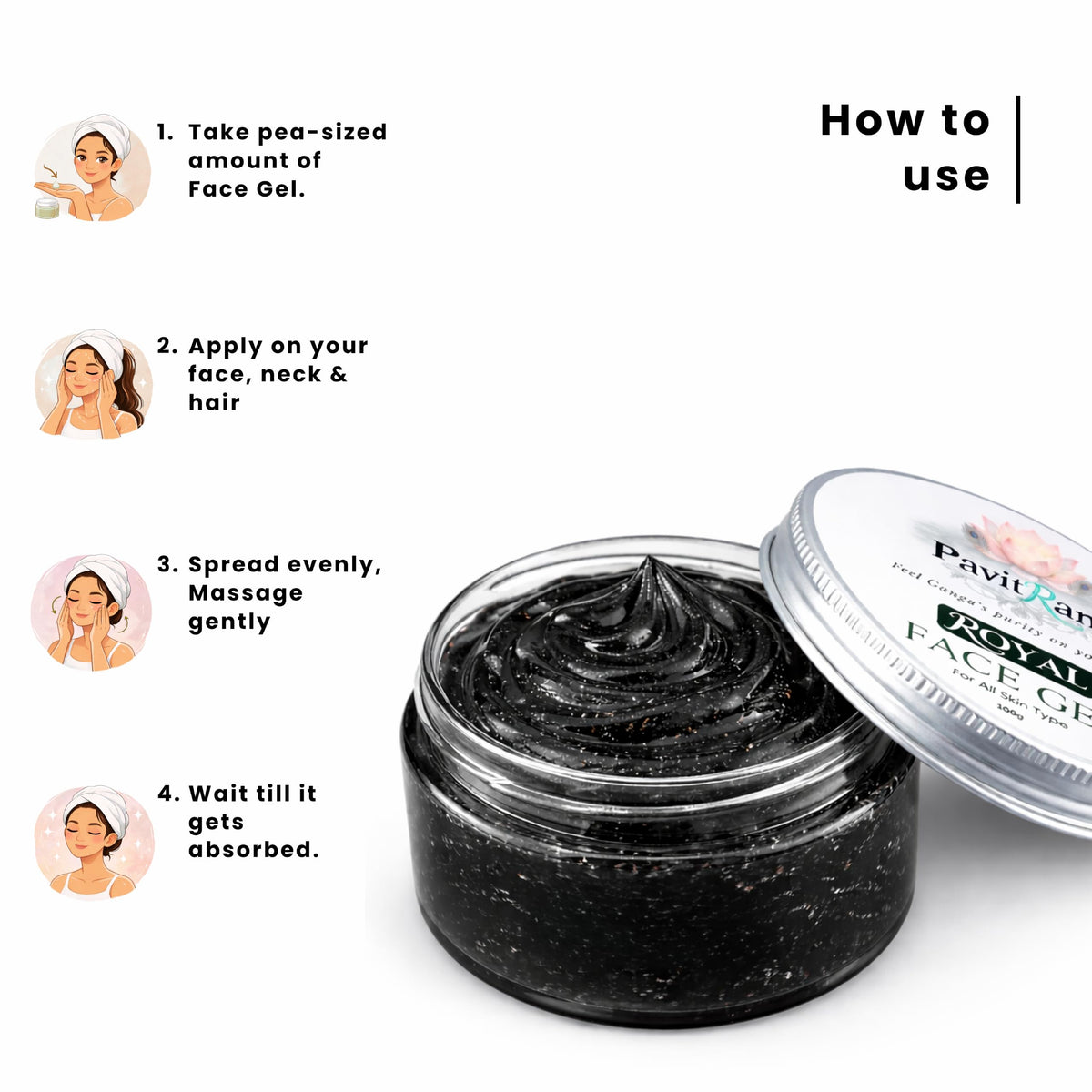 Face Gel for All Skin Types | Refreshing Hydration & Glow Care Black Face Gel - 100gm